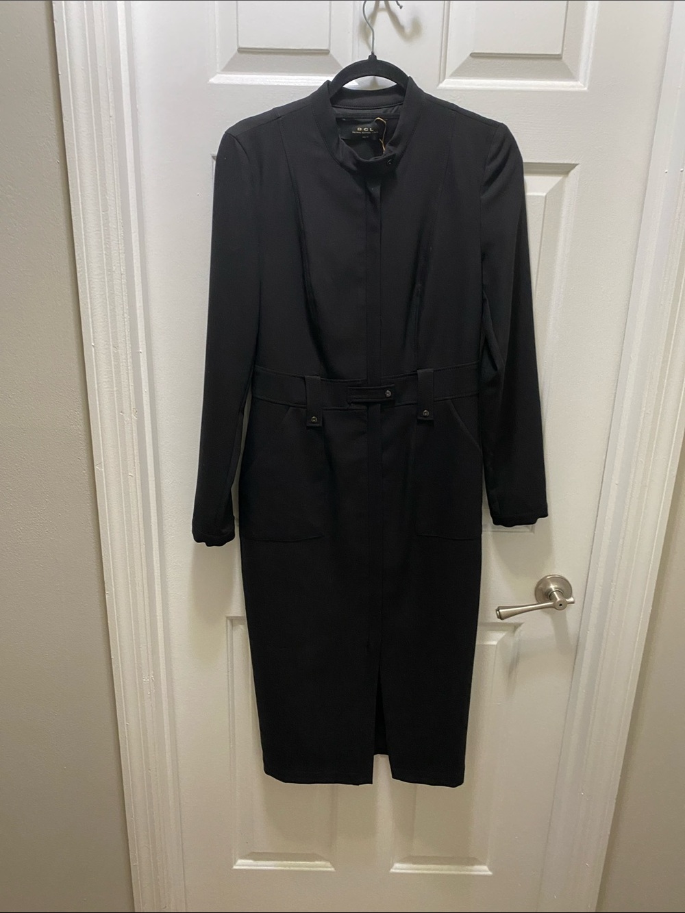 BGL Classic Black Long Sleeve Belted Coat Dress (M)